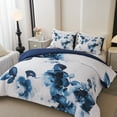 thumbnail image 2 of Koniroom 3 Pieces Blue and White Floral Comforter Set King Size, Flower Bedding with Watercolor Flowers Pattern for Women, Reversible All Season Comforter with 2 Pillow Shams, 2 of 7