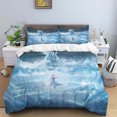 thumbnail image 3 of Disney Cartoon Frozen Elsa Print Three Piece Bedding Set Cover Set With Pillowcase Children or Adults King Queen Full Twin Size, 3 of 5