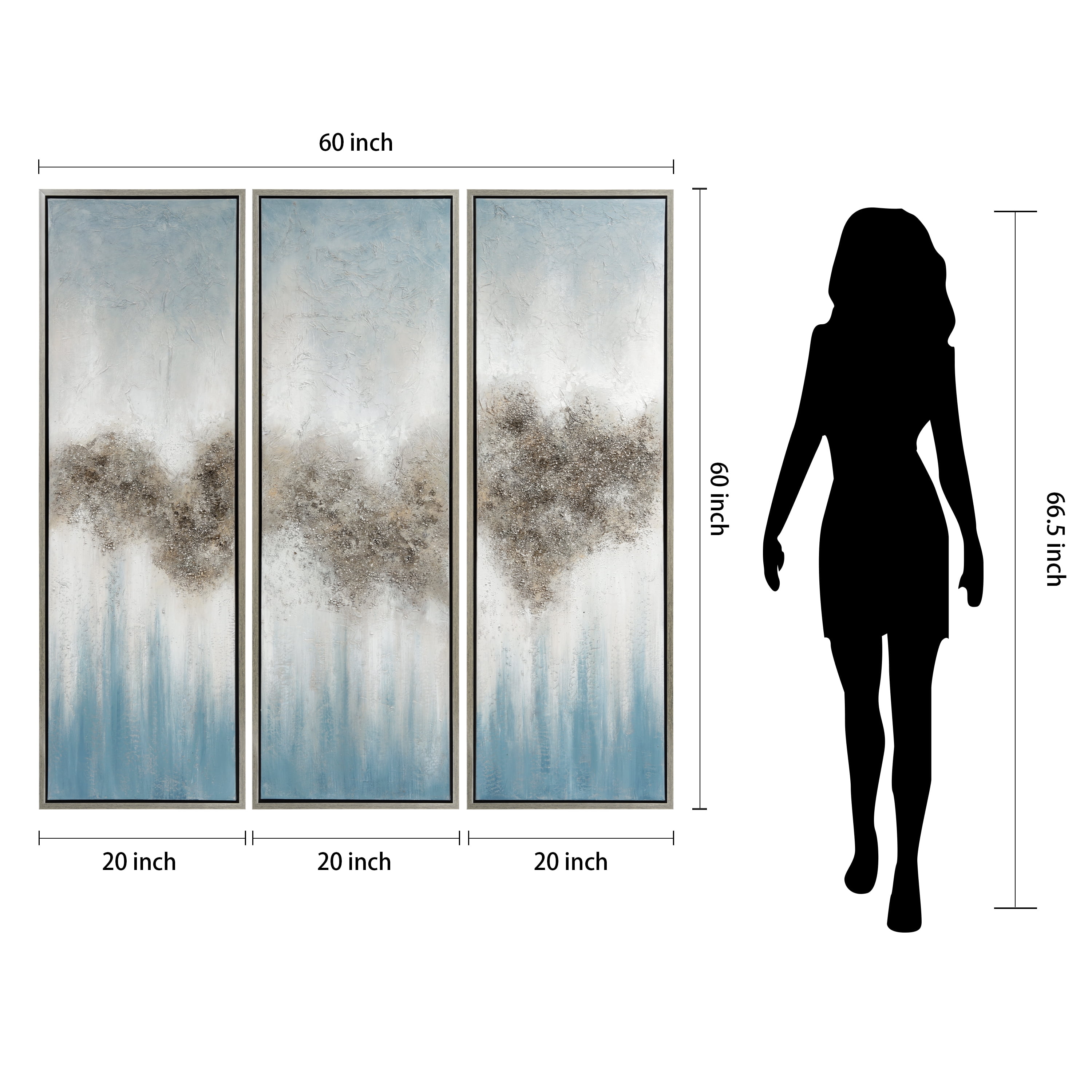 Empire Art Direct Sequence Textured Metallic Hand Painted Triptych Wall Art, 20" x 60" x 1.5" each, Ready to Hang