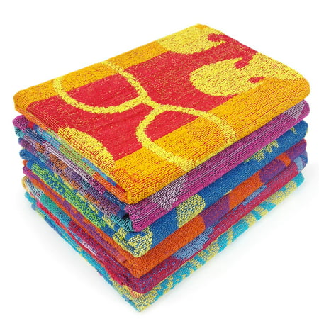 KAUFMAN-BEACH TOWEL LIGHT  ASSORTED JACQUARD POOL TOWEL PACK of 6 TOWELS 30 x 60  (Best Pool Towels 2019)