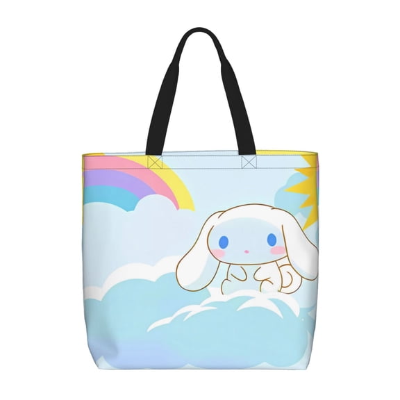 Gokiu Sanrio for Car Tote Bag for Women Large Capacity Shopping Bags with Zipper Pocket Beach Bag for Shopping Beach Grocery