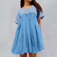 thumbnail image 1 of WILLBEST Robe de Bal Vert Foncé pour Femmes Mode Assortie Col Rond Manches Courtes Décontractée Ample Confortable, 1 of 6