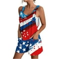 thumbnail image 3 of QATAINLAV 4th of July Overall, American Flag Print Rompers for Women Casual Adjustable Straps Vacation Beach Outfit Comfy Linen Going Out Streetwear Romper with Pockets Today Sales Multicolor M, 3 of 6