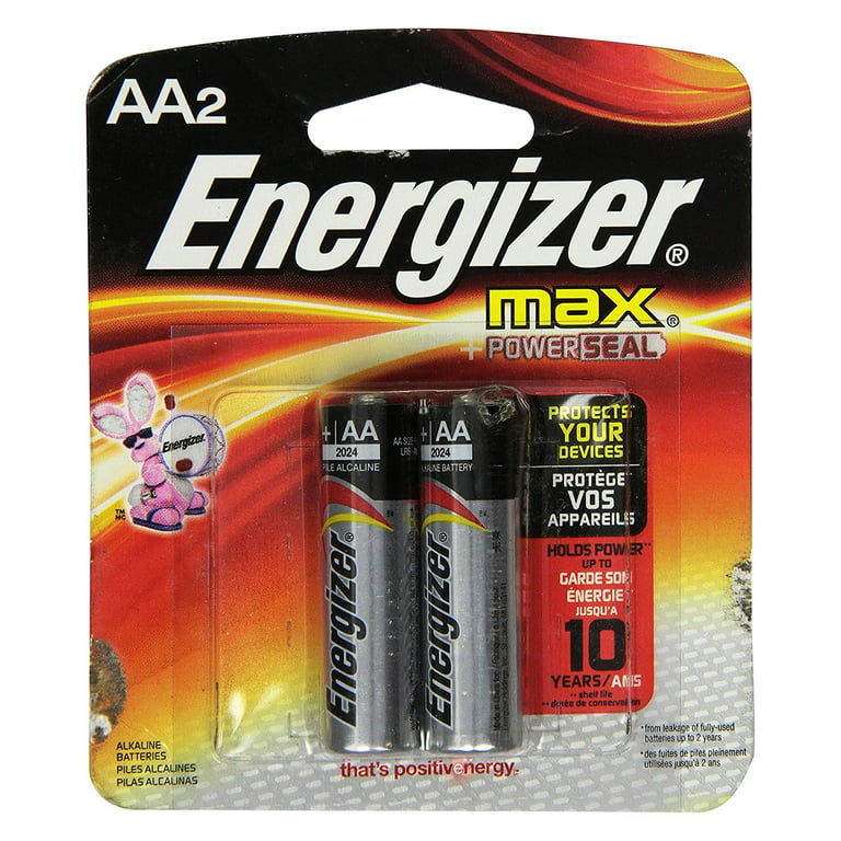 2-pack POWERSEAL Max ENERGIZER Battery, Alkaline 1.5V Plus AA