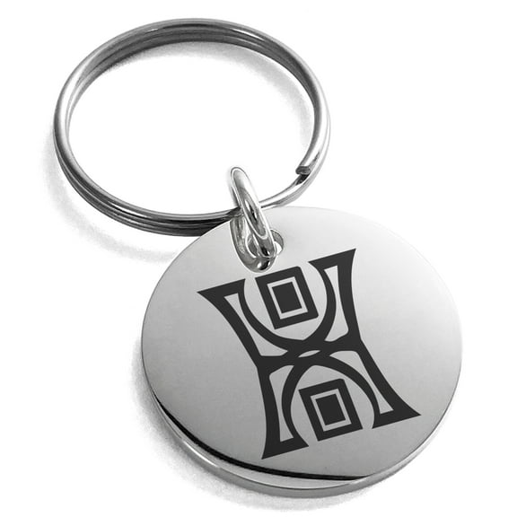 Stainless Steel Runology Magic Rune Engraved Small Medallion Circle Charm Keychain Keyring