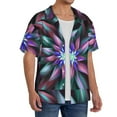 thumbnail image 2 of Balery Chemise Décontractée Abstraite Colorée pour Hommes à Manches Courtes Texturée Été Cubain Plage-TTG, 2 of 5