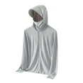thumbnail image 3 of BiZtdJrK Sun Protection Jacket for Men Rash Guard Hooded Fishing Shirt Zip up Outdoor Hiking Long Sleeve Hoodie with Pockets Gray S, 3 of 10