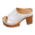 thumbnail image 5 of Rokment Women's Orthopedic Platform Walking Slides Sandals Fashion Casual Leather Peep Toe Chunky Block High Heels Dress Slip on Comfortable Heeled Walking Slippers Summer White Size 8, 5 of 6