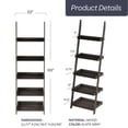thumbnail image 2 of Lavish Home Bookshelf 5-Tier Ladder Shelf with Leaning Look, Bookcase for Home Decor and Office Storage, Gray, 2 of 7