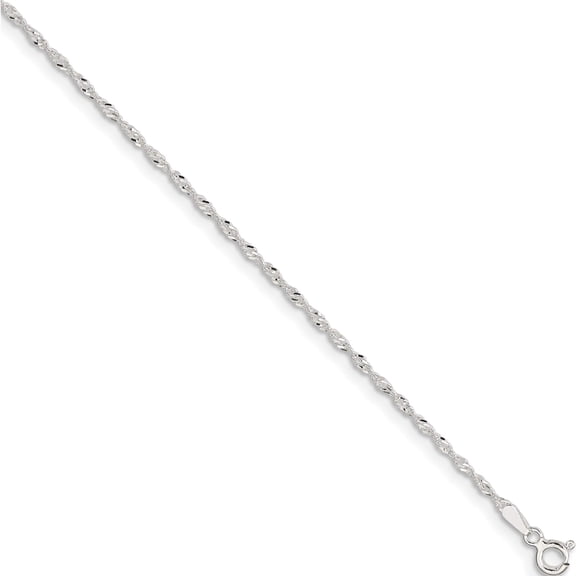 Sterling Silver Singapore 9In Plus 1In Ext. Anklet (9 X 1.5) Made In Italy qg2133-9