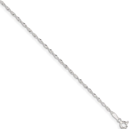 Sterling Silver Singapore 9In Plus 1In Ext. Anklet (9 X 1.5) Made In Italy qg2133-9