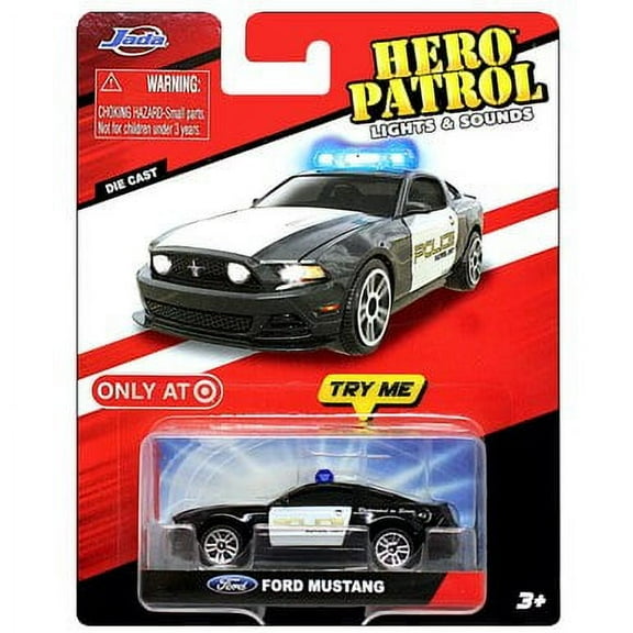 Ford Mustang Black 1/64 with Lights & Sounds Jada Hero Patrol