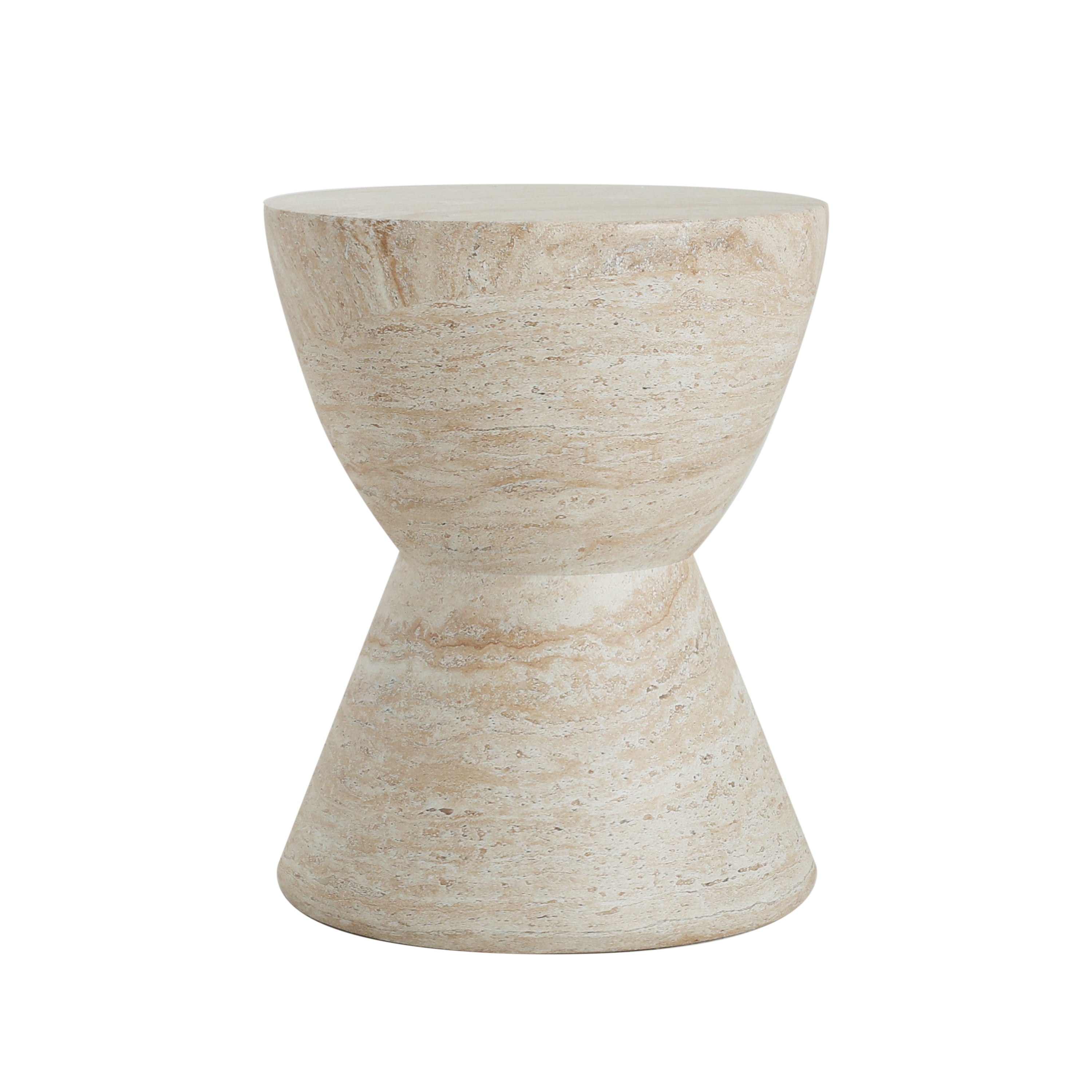Euroco 19"H Outdoor Lightweight Concrete Side Table,MGO End Table Accent Table for Patio,Garden, Living Room,Beige
