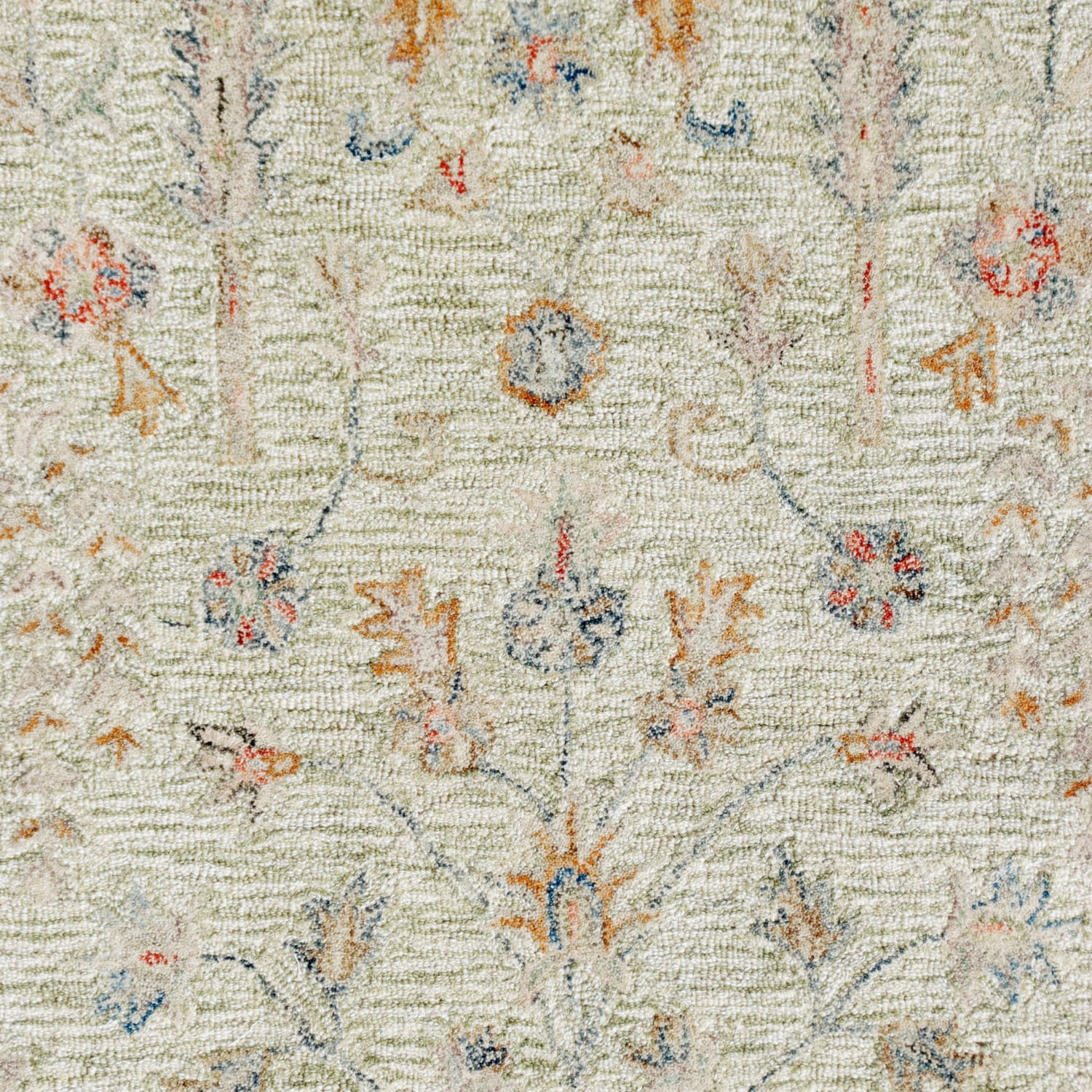 Laddha Home Designs 2' x 3' Hand Tufted Abstract Floral Area Throw Rug - Green and Cream