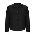 thumbnail image 5 of Yubnlvae Black Women Button down Shirts Cotton Linen Blouse Tops Long Sleeve Collar Shirt Tunic Loose Fit Fashion Trendy Clothes, L, 5 of 6