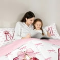 thumbnail image 6 of Feelyou Buffalo Initial Letter Bedding Comforter Set for Kids, Kawaii Pink Ribbon Bow-tie Twin Comforter Sets, Monogrammed M Reversible Bedding Set, Lightweight Room Decor, 2 Pieces, 6 of 9