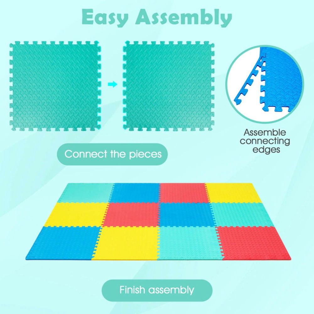Spaco 12 Pieces Puzzle Interlocking Flooring Mat with Anti-slip and Waterproof Surface, Playmate for Baby for Toddler Infant 0-3-6-9-12 Months