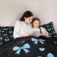 thumbnail image 4 of Erosebridal Fashion Bow Heart Twin Comforter Sets for Girls, Blue Bow Bedding Set for Kids Teens, Black Reversible, 2-Piece, 4 of 6