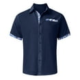 thumbnail image 2 of PEASKJP Casual Beach Shirts for Men Men's Casual Linen Button Down Shirts Short Sleeve Cuban Guayabera Embroidery Shirt Summer Beach Tops (Navy,XXL), 2 of 4
