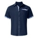 thumbnail image 3 of Camisas s Para Hombre Interior Camisa de vacaciones en la playa Camisa de cárdigan de manga corta Camisa de solapa en contraste con botones en los puños para hombre (Navy, 3XL), 3 of 5