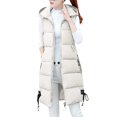 thumbnail image 2 of Niaviben Long Puffer Vest Women Hooded Vest Warm Vest for Women’s Vest Puffy Jackets Women Sleeveless Denim Vest Women Casual Jackets for Women Beige L, 2 of 4
