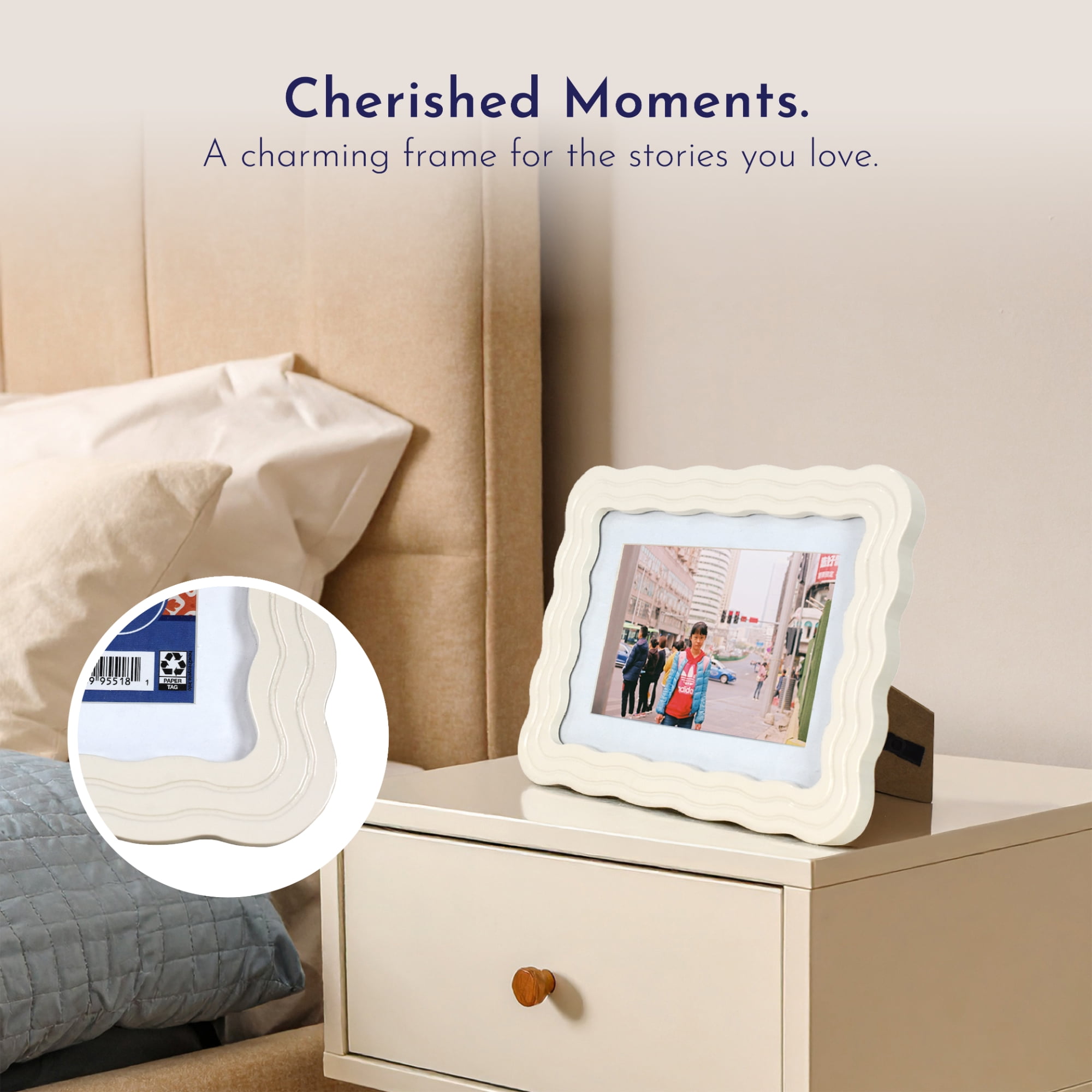 Crystal Art Gallery Becky G 7x5 White Wavy Photo Frame - Walmart.com