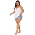 thumbnail image 3 of DARING DIVA Women's Plus Summer Eyelet Cami V Neck Casual Sleeveless Top 1X White, 3 of 6