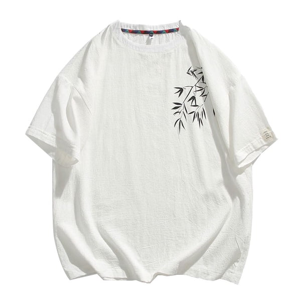 Top Suelto Impreso de los Hombres, Camiseta de Cuello Redondo de Algodón de Manga Corta para Ropa Casual Y de Vacaciones, Camiseta Transpirable, Blusa Ligera