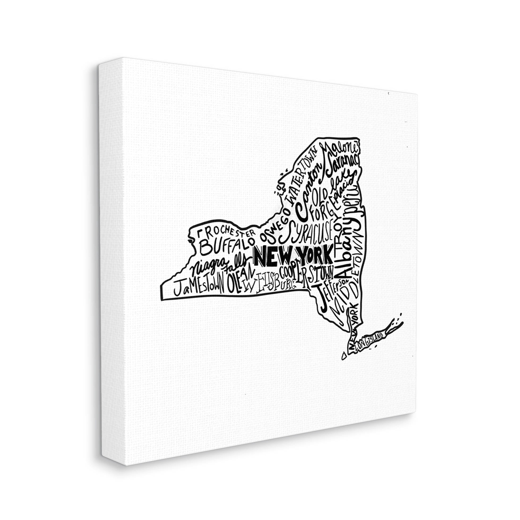 Stupell Industries New York State Cities Graphic Art Gallery Wrapped Canvas Print Wall Art, Design by The Saturday Evening Post