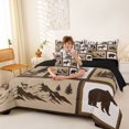 thumbnail image 4 of Manfei Jungle Wildlife 7-Piece Twin Bedding,Mountain Pine Bedding Comforter Set,Brown,Black Reversible, 4 of 7