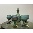 thumbnail image 6 of Handblown Swirl of Turquoise/Blue Decanter & Goblets Set, Phoenician Wine Glass, Set of 7, Multiple Designs , Hebron Glass, Gift, 6 of 6