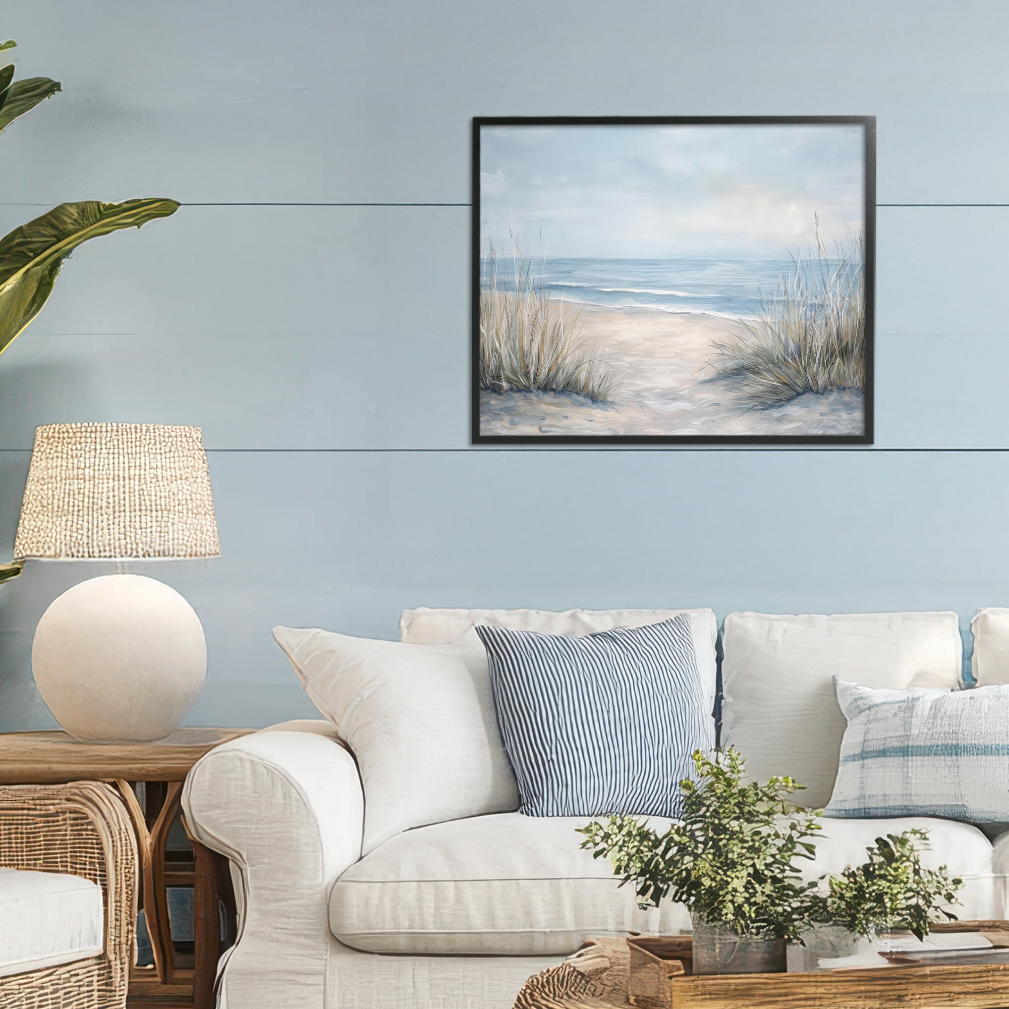 Stupell Industries To The Beach Tranquil Landscape Black Framed Giclee Art, design by Petal Prints Design