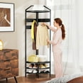 thumbnail image 6 of HOMCOM Corner Hall Tree, 4-Tier Coat Rack with Shoe Storage, 8 Movable Hooks and 2 Storage Shelves for Entryway Hallway, Black, 6 of 9