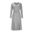 thumbnail image 7 of Young Adult Dresses Women's Solid Color Long Sleeved Button Pleated Dress S-2XL Gift for Her, 7 of 7