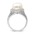 thumbnail image 6 of 925 Sterling Silver 10-11mm White Freshwater Cultured Pearl and Cubic Zirconia Ring Size 8, 6 of 7
