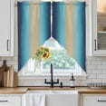 thumbnail image 6 of Blue Teal Ombre Swag Curtains for Kitchen/Bedroom/Living Room, Modern Yellow Gradient Farmhouse Art Scalloped Curtains 63 Inch Long, Window Swag Topper Curtains Valances 2 Panels Set 36"x63", 6 of 8