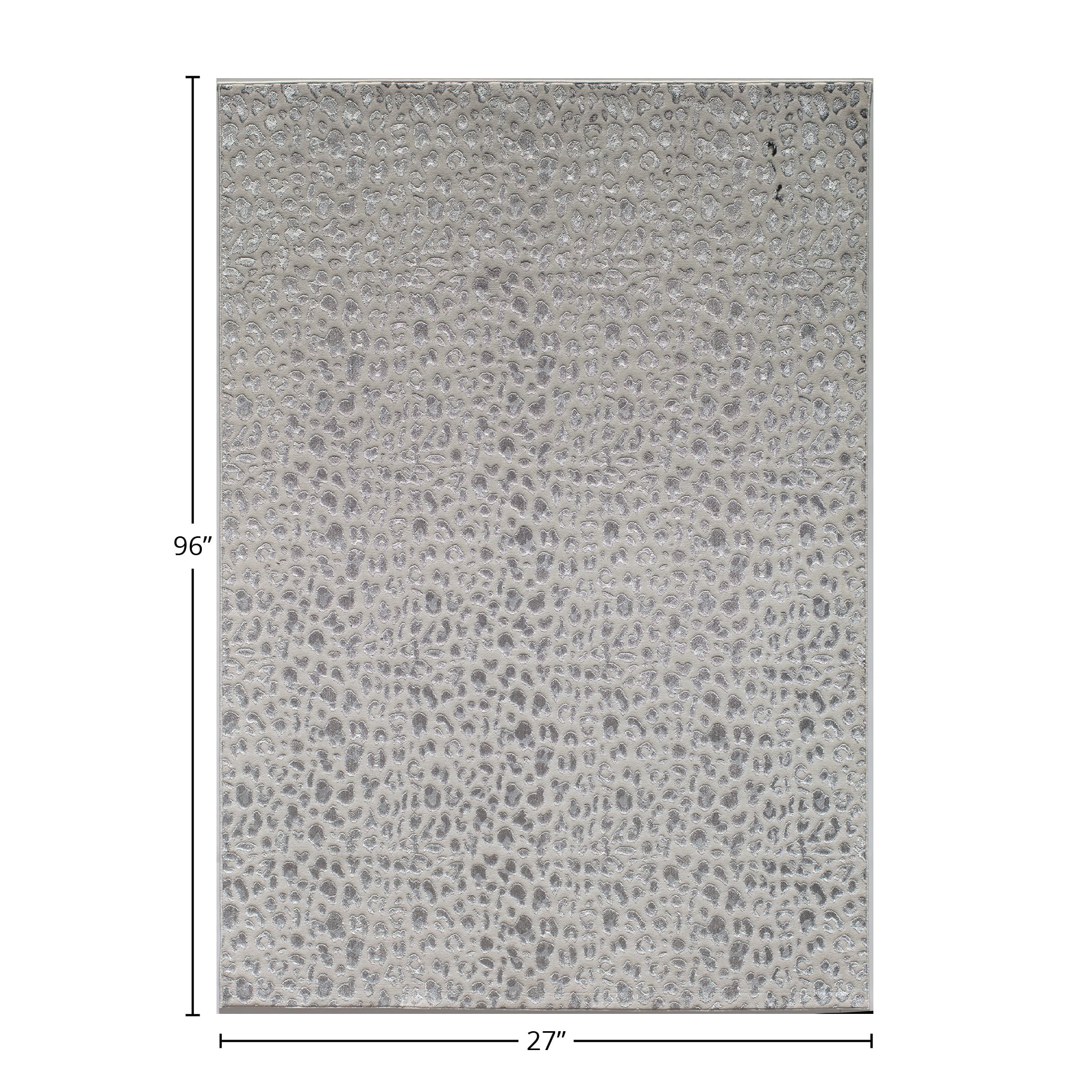 Rugs America Natura HZ50A Snow Leopard Animal Contemporary White Area Rug, 2'3"x8'
