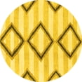thumbnail image 1 of Ahgly Company Machine Washable Indoor Round Abstract Yellow Modern Area Rugs, 5' Round, 1 of 4