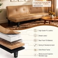 thumbnail image 3 of Lifarythm Futon Sofa Bed, Futon Couch with 3 Adjustable Backrest Convertible Twin Size Modern PU Leather Sleeper Sofa for Living Room 69", Brown, 3 of 9