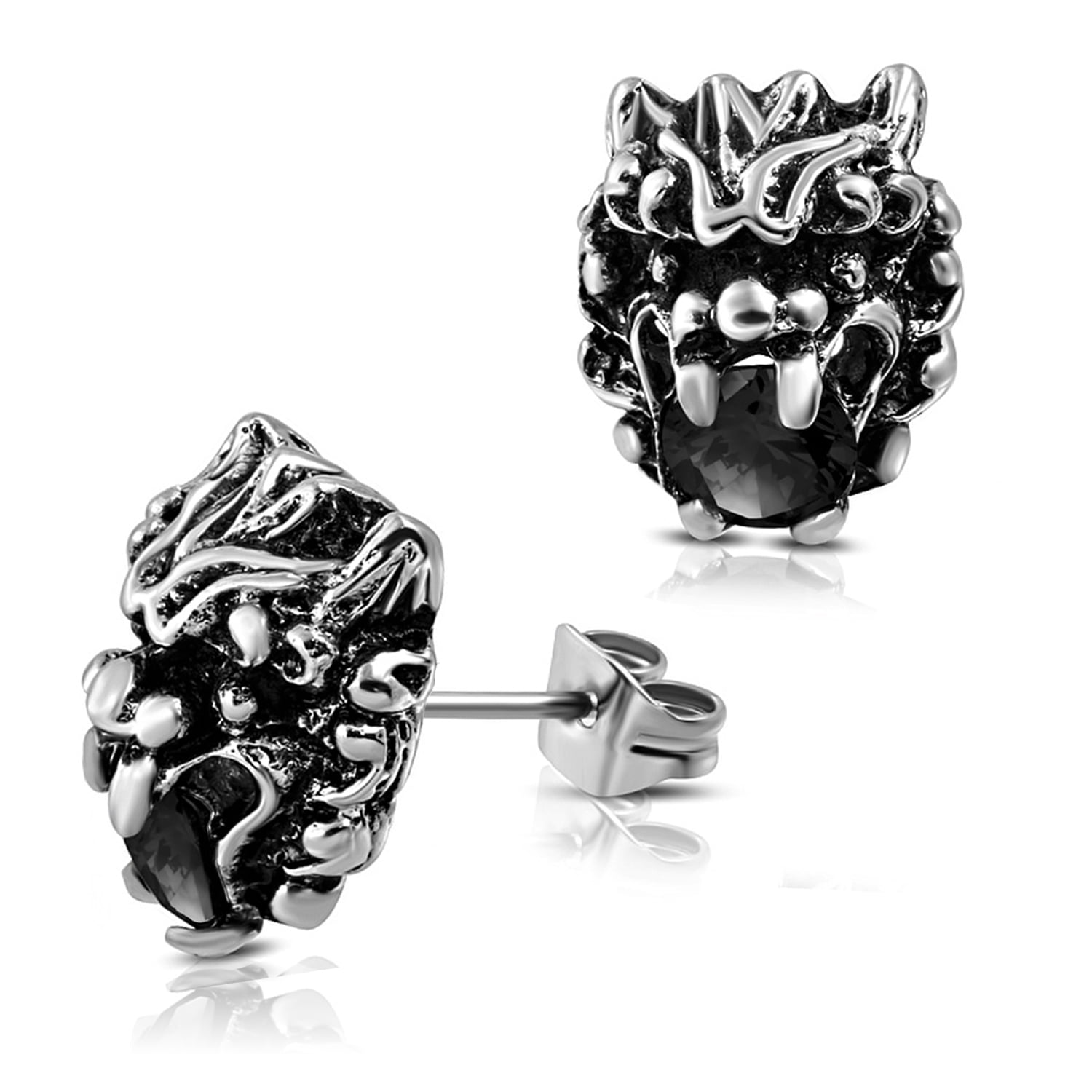 Stainless Steel Tiny Mouse Silhouette Button Stud Post Earrings Comfort Zone Studios SE-00045-BK