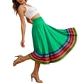 thumbnail image 4 of Umfun Women's Colorful Striped Maxi Skirt Elastic High Waist A-Line Flowy Skirt Summer Vacation Skirt, 4 of 8