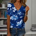thumbnail image 2 of Blusa Medlor para mujer, estilo bohemio, cuello en V, con botones y estampado floral, 2 of 6