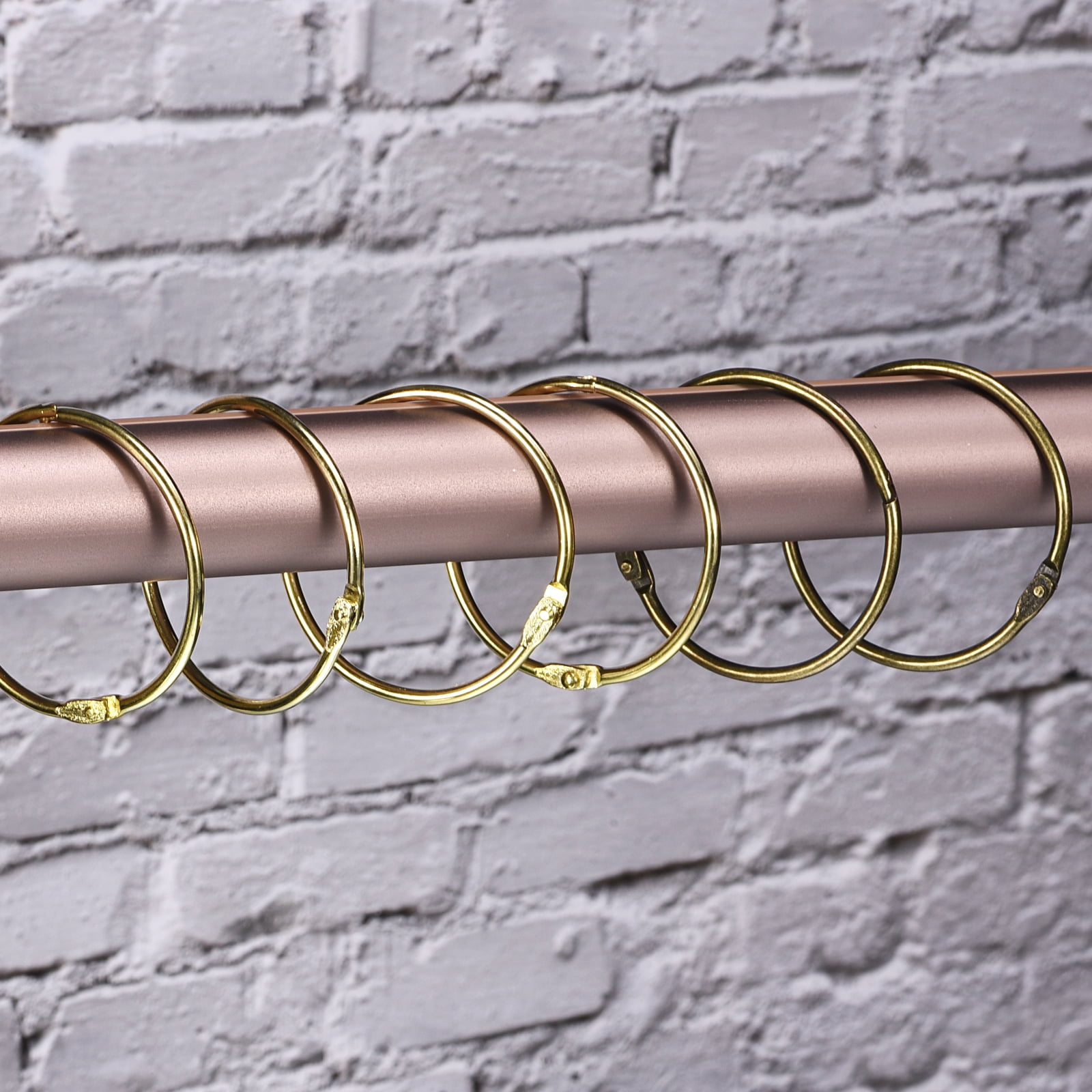 Shower Curtain Rings,15pcs - Carbon Steel Round Snap Shower Curtain Hooks, 3 Inch Loose Leaf Binder Rings (Black)