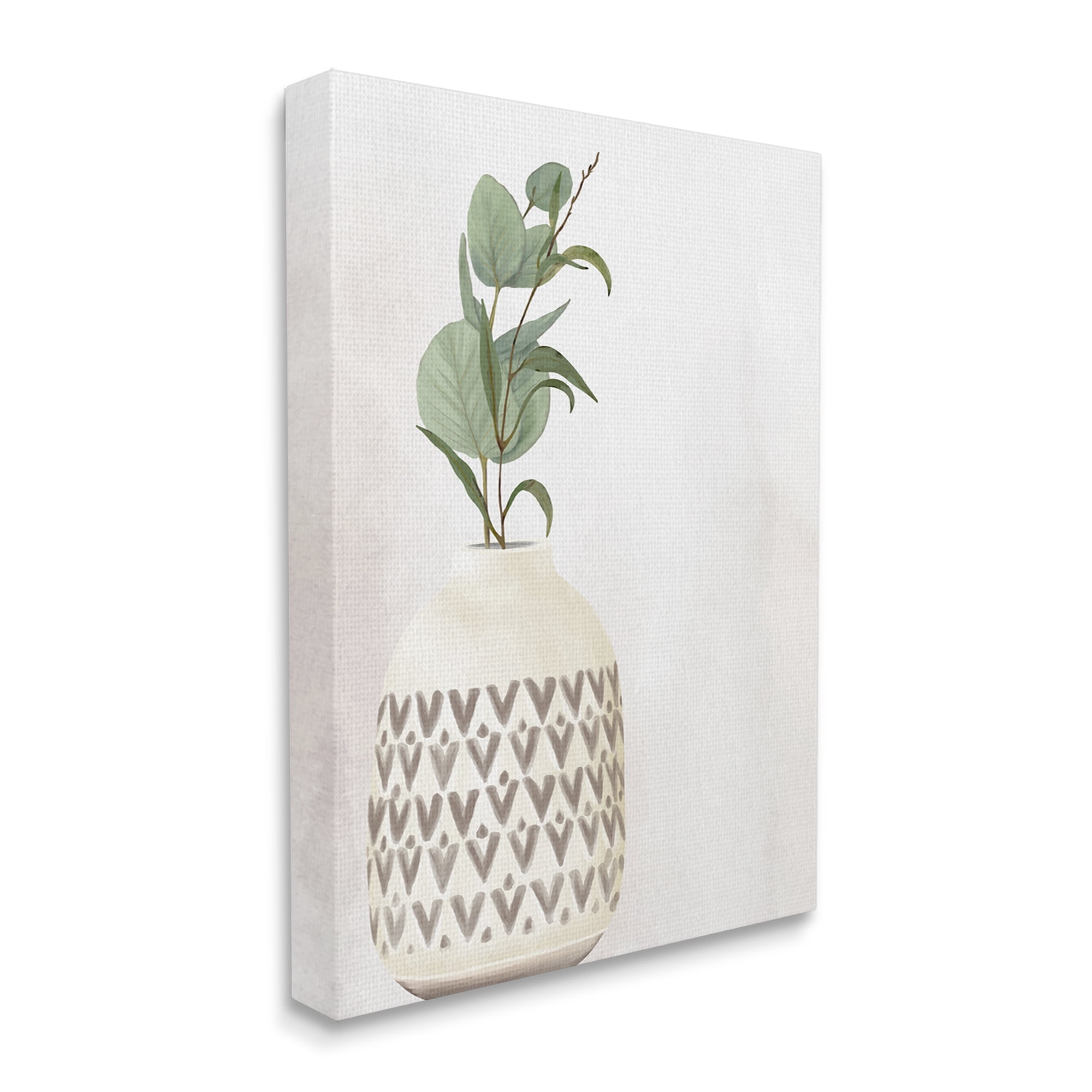 Stupell Industries Single Eucalyptus Herb Sprig Patterned Plant Vase Painting Gallery Wrapped Canvas Print Wall Art, Design by Kim Allen