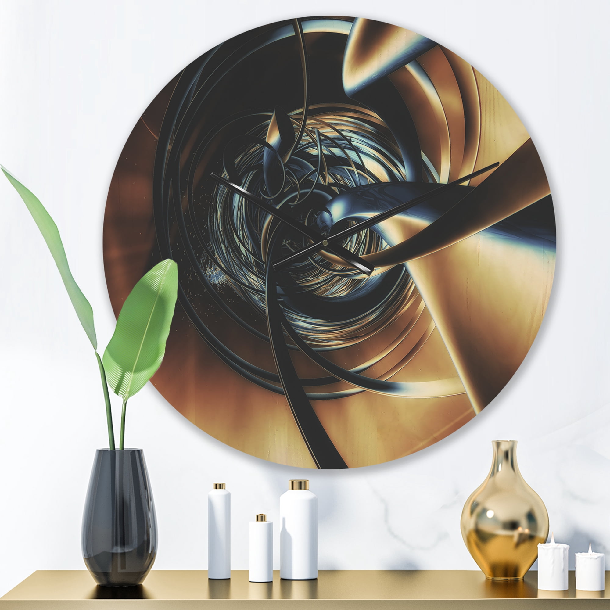 Designart 'Tangled Center Fractal 3D' Modern Wood Wall Clock