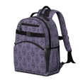 thumbnail image 2 of Purple Gothic Bat Pattern Backpack for School,Cute School Bag,Schoolbag with Adjustable Shoulder Straps & Padded Back,15.25"x11.5"x5.25", 2 of 5