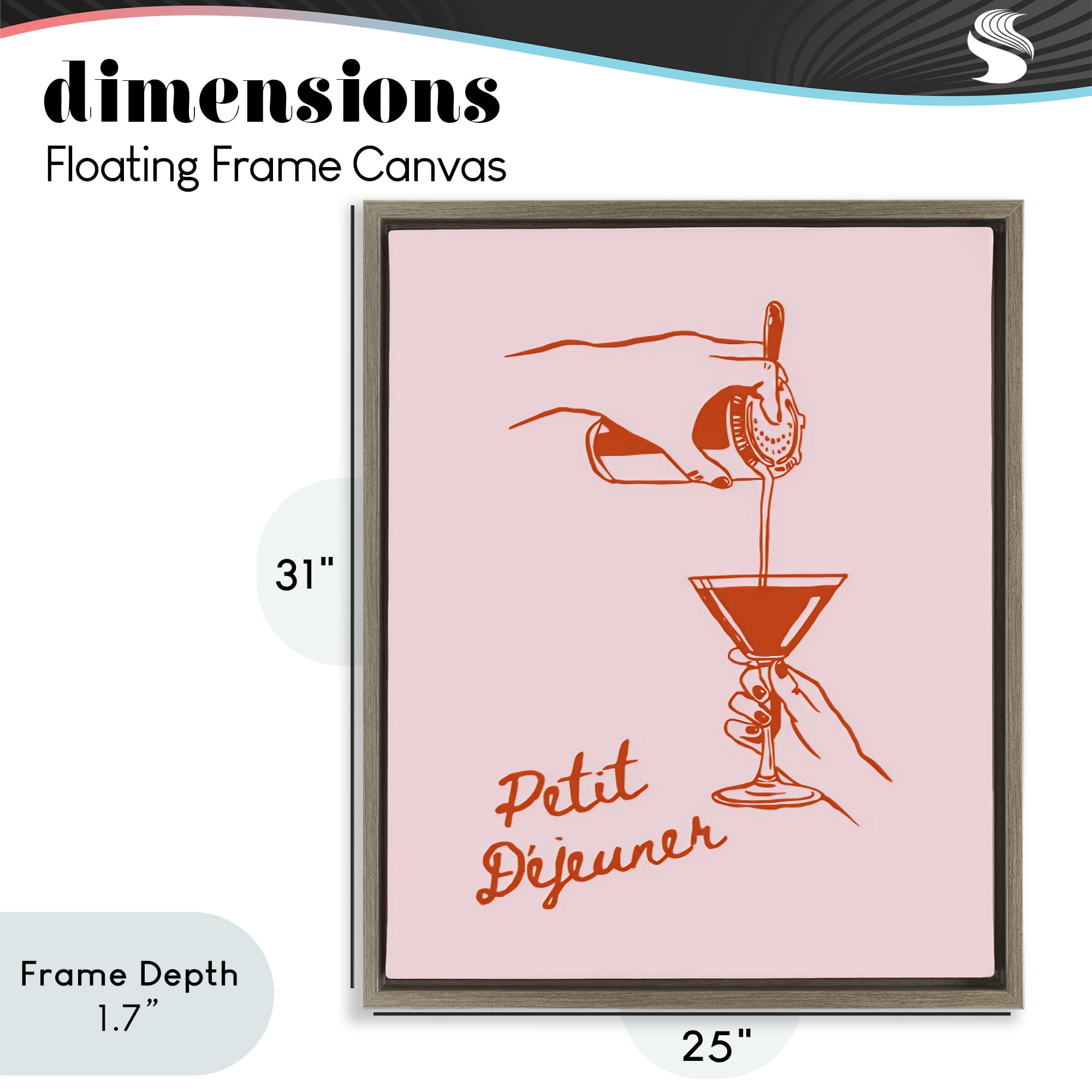 Stupell Industries Pouring Brunch Cocktail Brown Framed Floater Canvas Wall Art, design by The Prints Vibe
