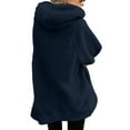 thumbnail image 3 of RQYYD Zipper Winter Coats for Women,Casual Plus Size Fleece Hooded Jacket Loose Soft Outdoor Sherpa Lined Thick Coat Outwear with Pocket (Navy,3XL), 3 of 5