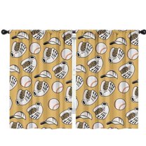 Blackout Kids Curtains,Yellow Baseball Items Pattern Childrens Insulated Curtains Set Of 2,Bedroom Essentials,Toddler Room Decor 42"x63"