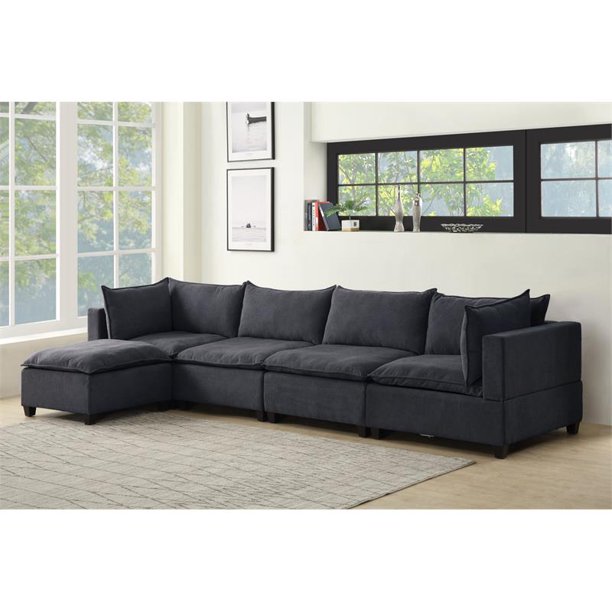 Bowery Hill Fabric 5 Piece Modular Sectional Sofa Chaise In Dark Gray Com - Modular Sectional Sofa Bowery Hill Fabric 5 Piece Modular Sectional Sofa Chaise In Dark Gray Com - Modular Sectional Sofa